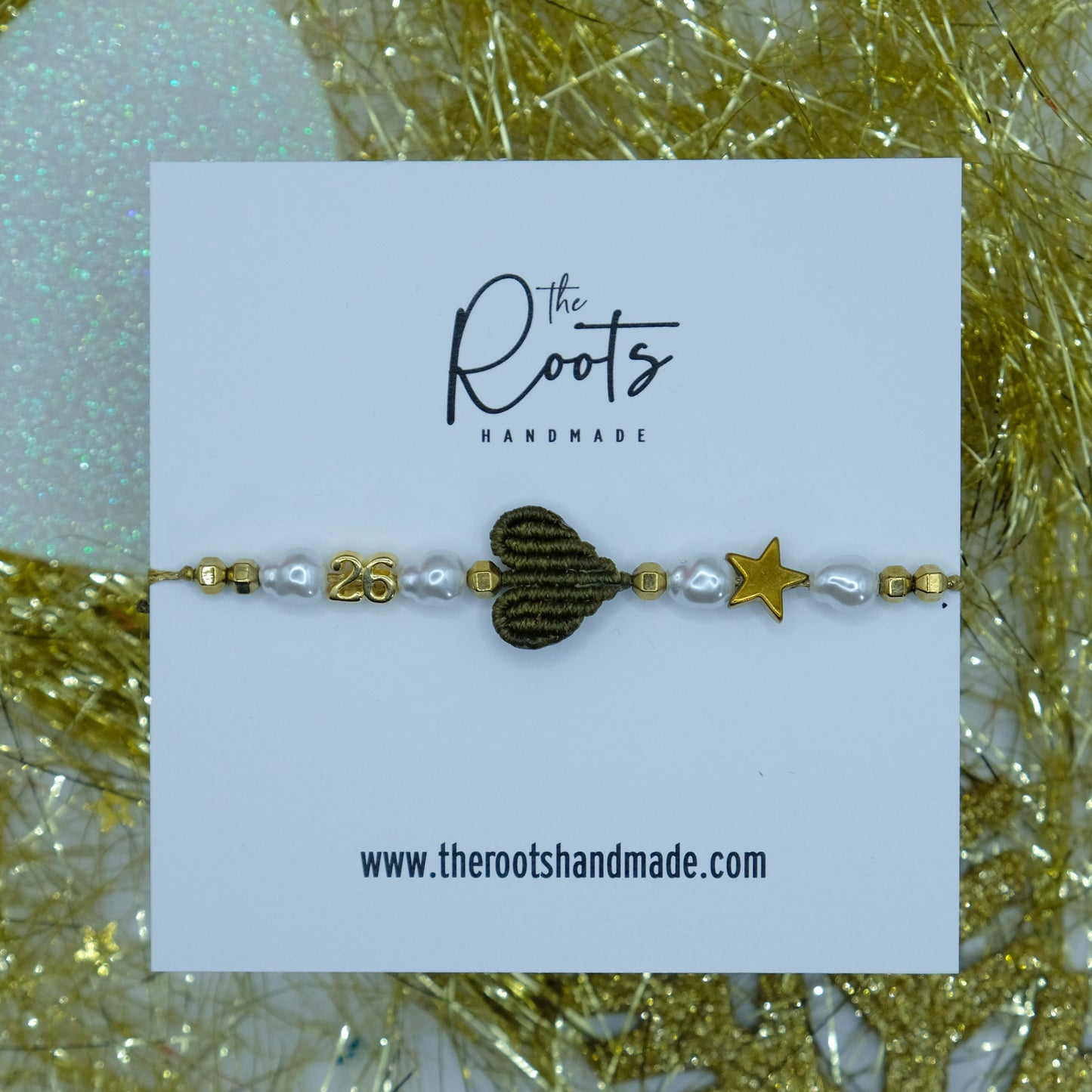 Heart charm bracelet - olive