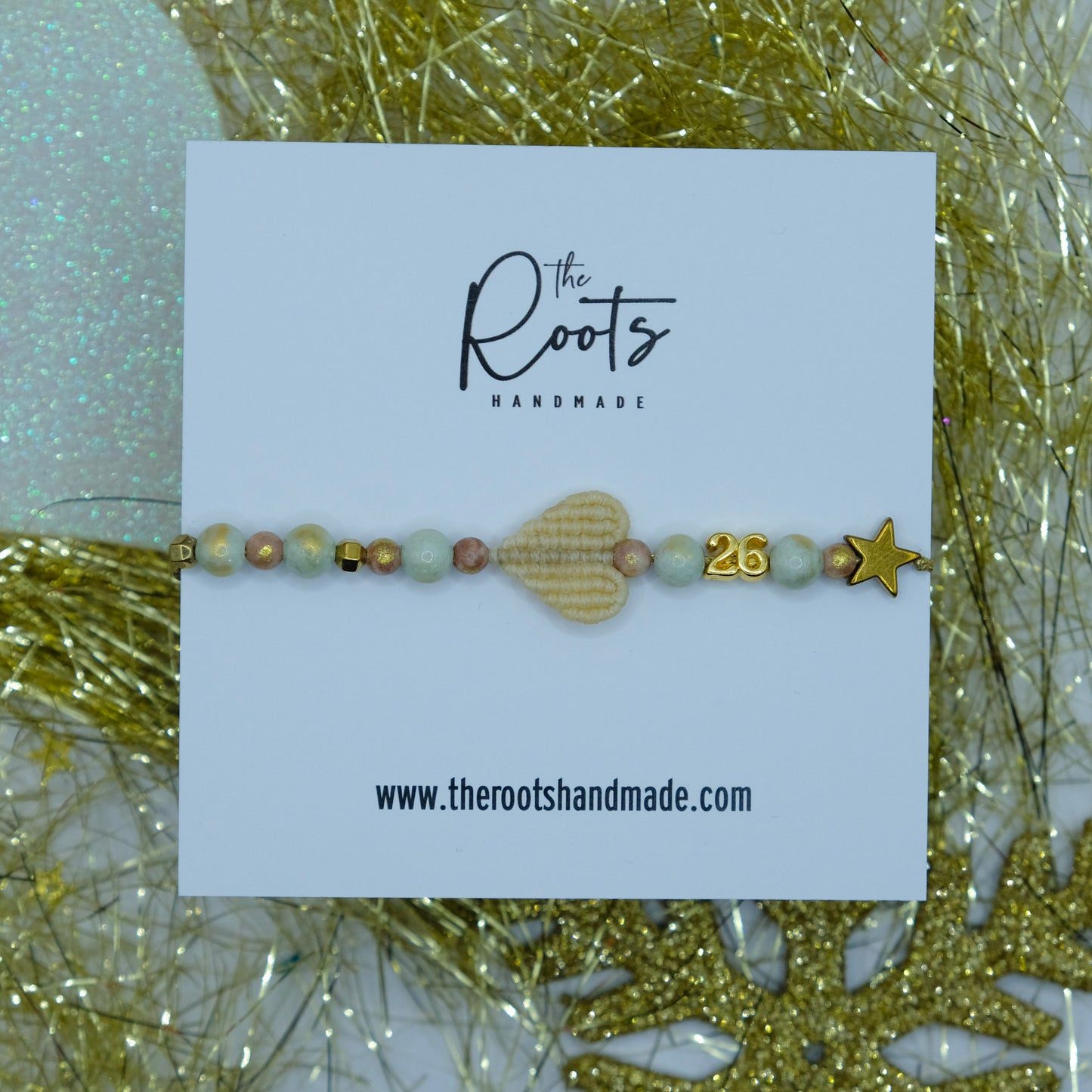 Heart charm bracelet - cream