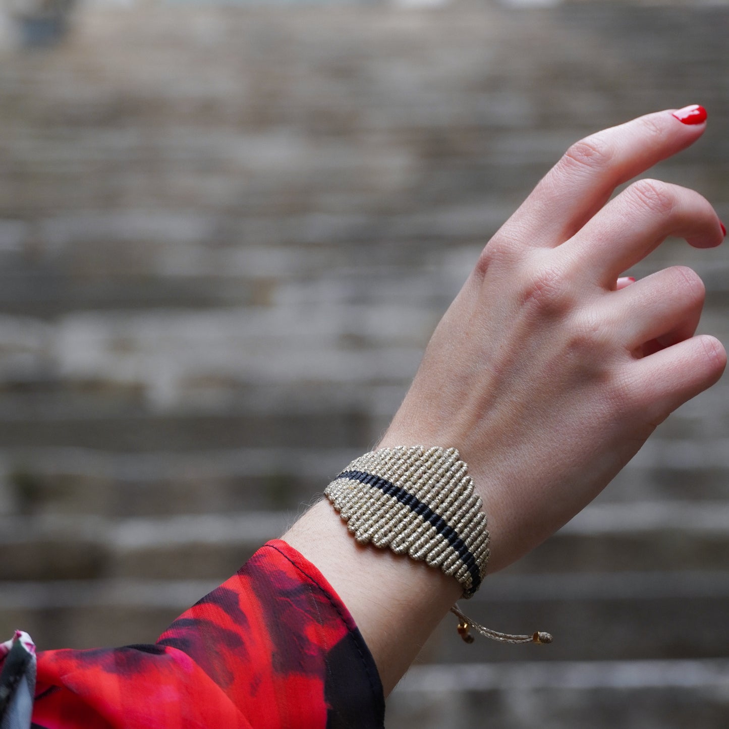 Rhombus bracelet (black silver)