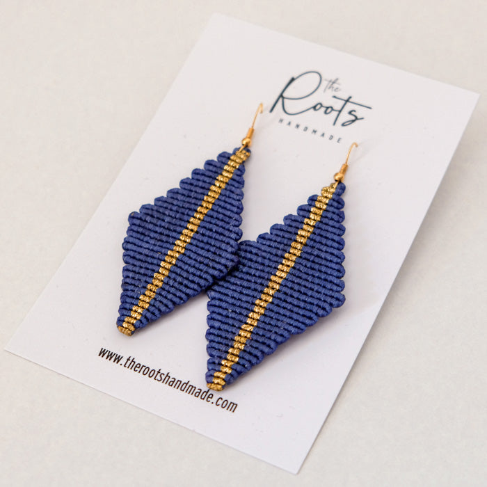 Rhombus earrings gold line