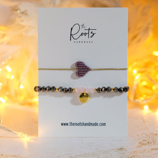 Purple Heart Charm Bracelet Set
