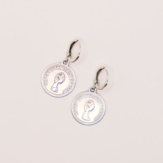 Silver coin earrings