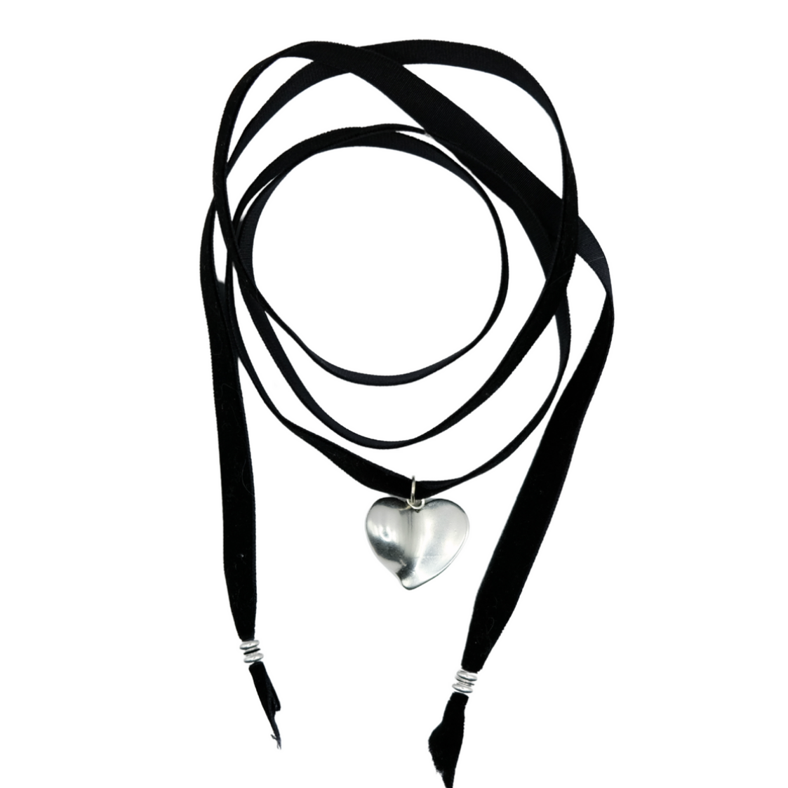 Silver heart choker