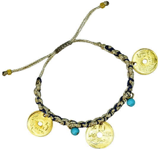 Coin charm bracelet
